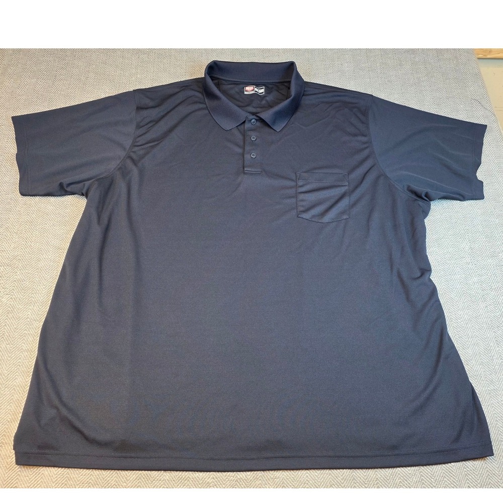 Red Kap Mens 5XL Navy Blue Short Sleeve Pocket Polo Shirt SK98NV Workwear